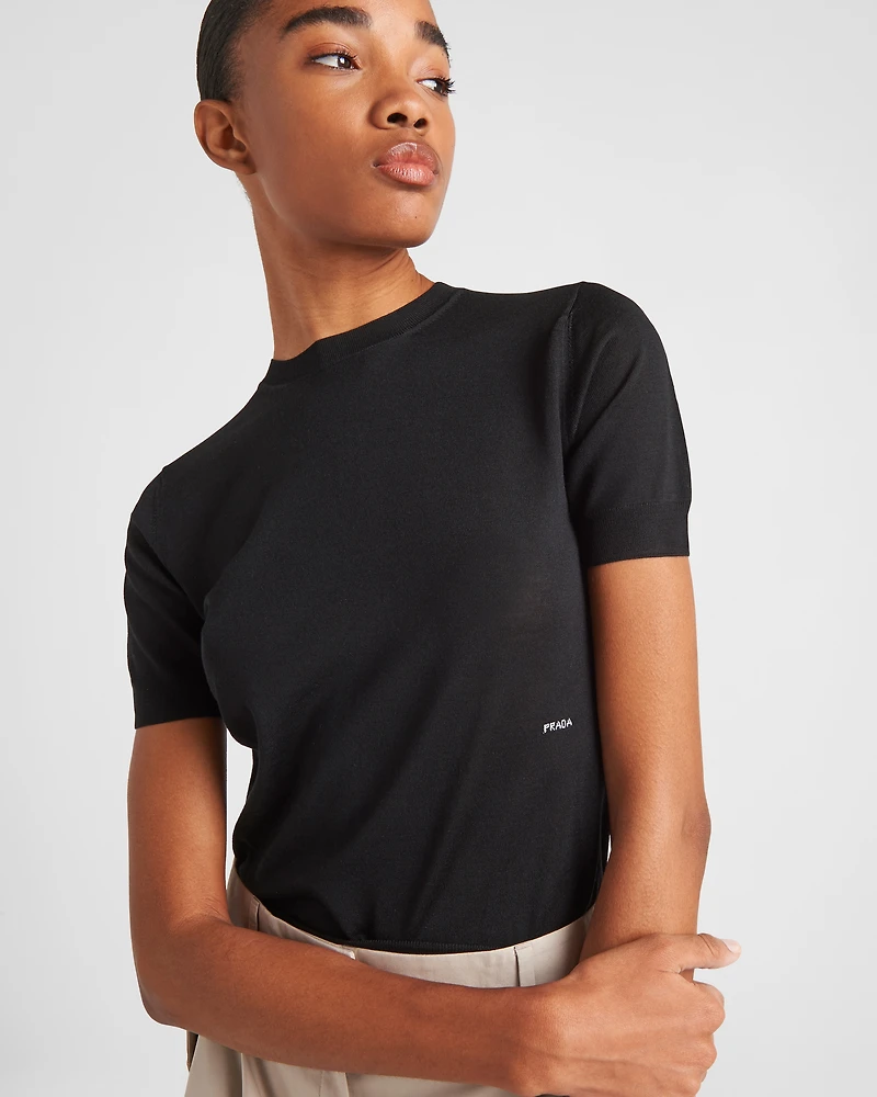 Worsted wool crew-neck sweater