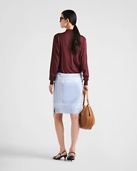Long-sleeved silk polo shirt