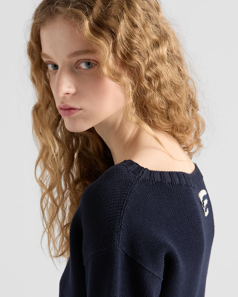 Cotton boat neck sweater