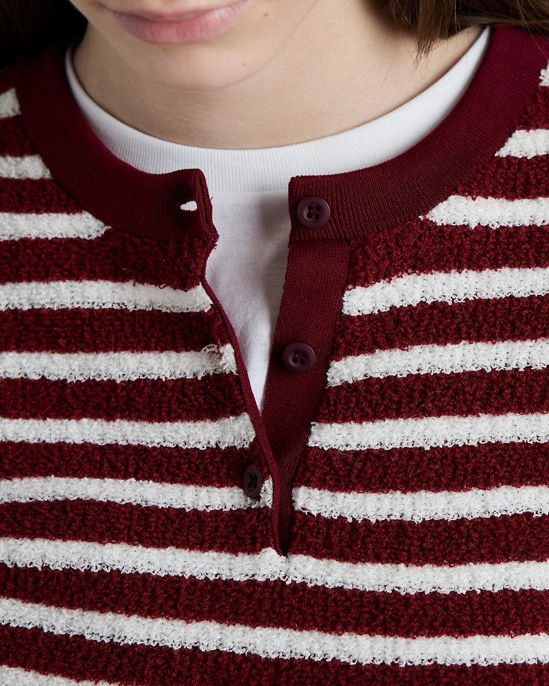 Cotton bouclé crew-neck sweater