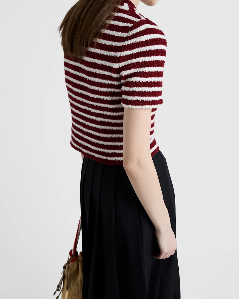 Cotton bouclé crew-neck sweater