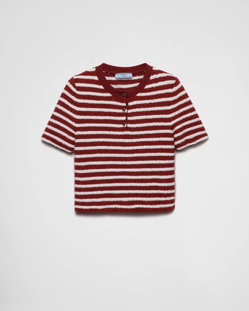 Cotton bouclé crew-neck sweater