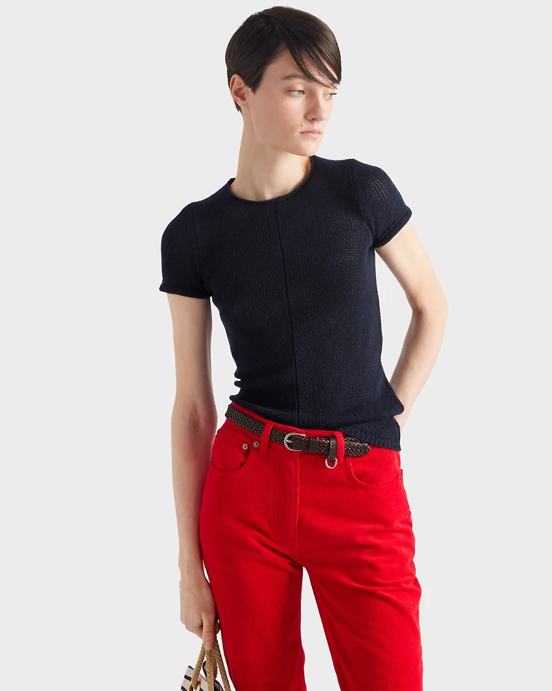Short-sleeved cashmere sweater
