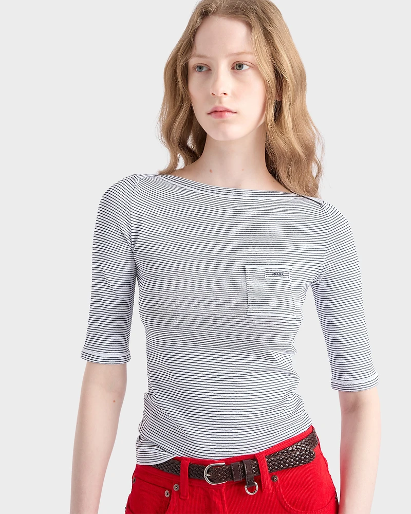 Viscose boat neck sweater