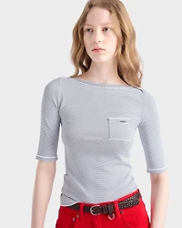 Viscose boat neck sweater