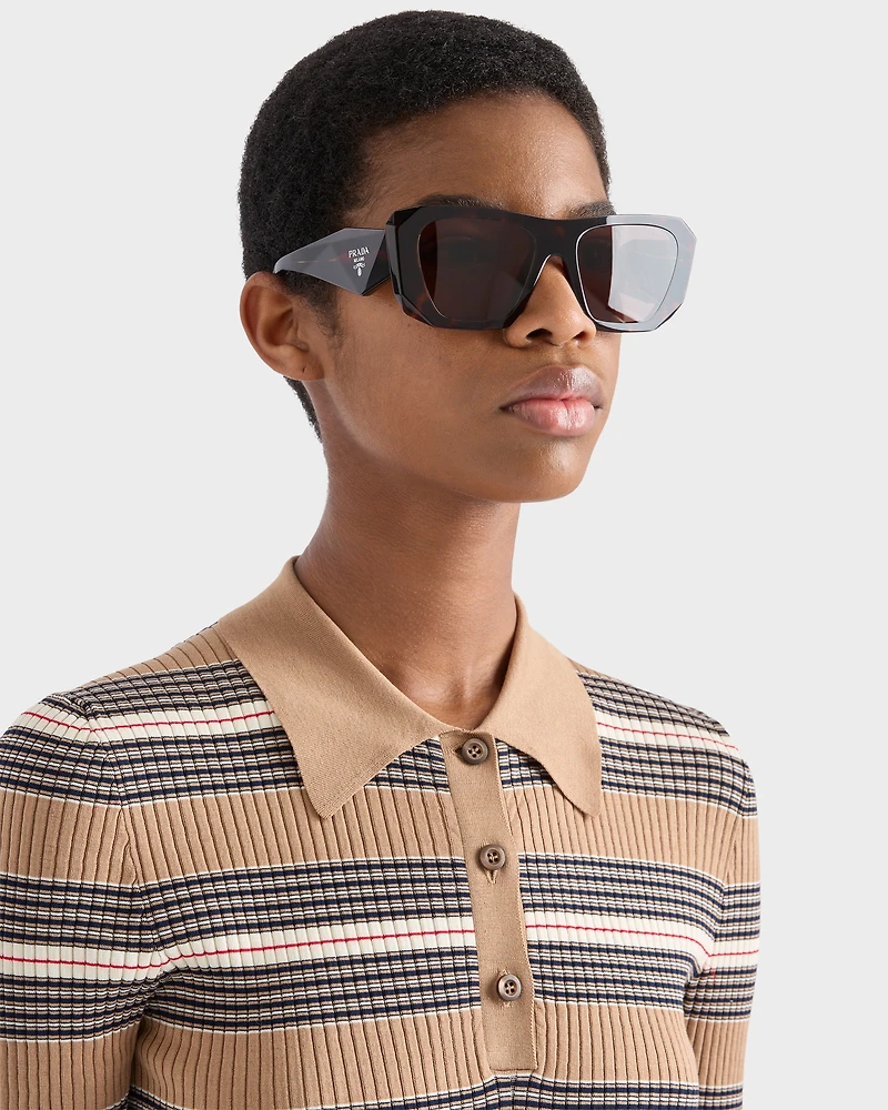 Striped cotton polo shirt