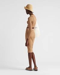 Cropped silk sweater with logo