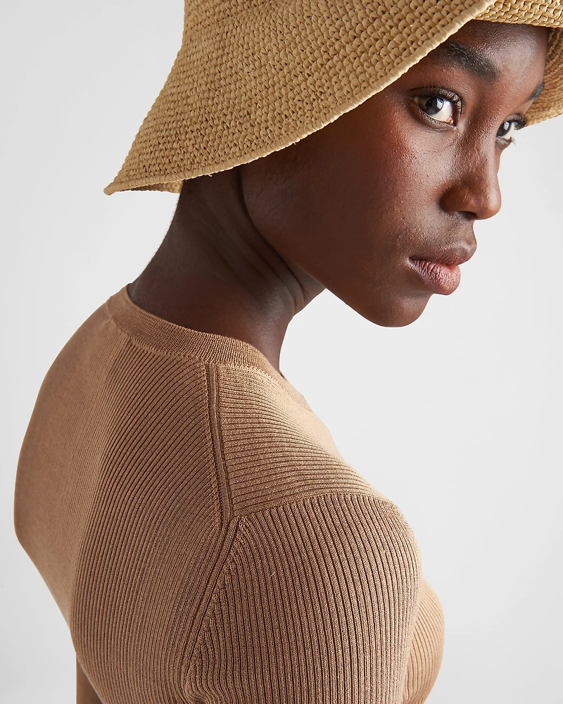 Cropped silk sweater with logo