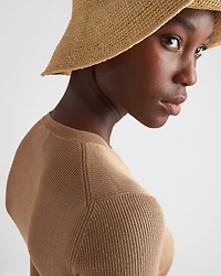 Cropped silk sweater with logo