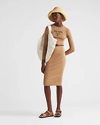 Cropped silk sweater with logo