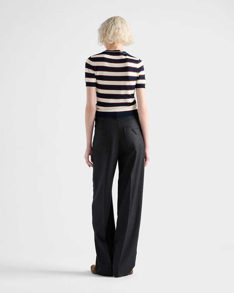 Striped crew-neck cotton sweater
