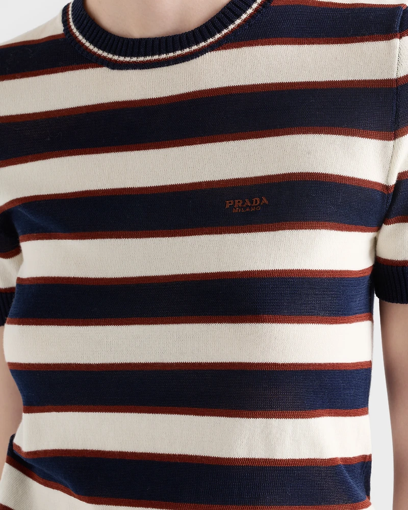 Striped crew-neck cotton sweater