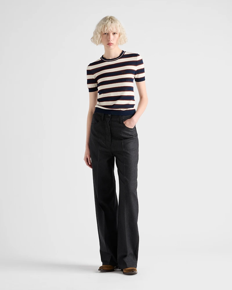 Striped crew-neck cotton sweater