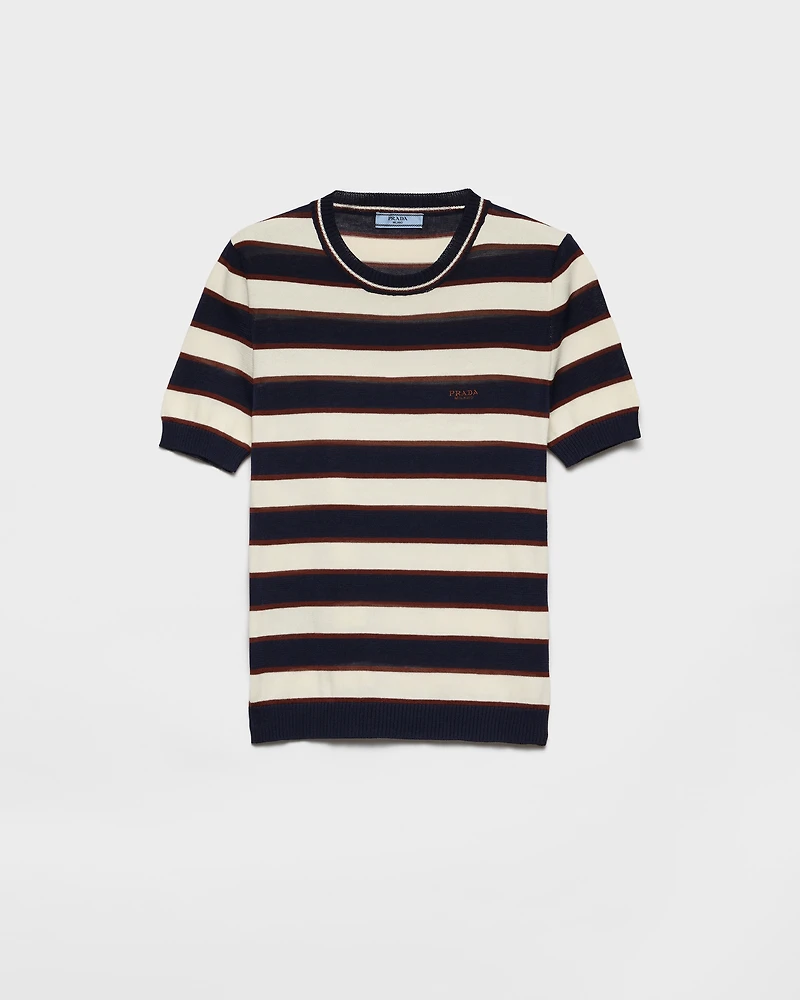 Striped crew-neck cotton sweater