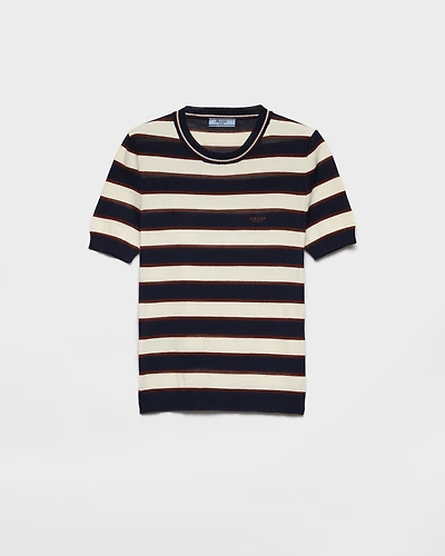 Striped crew-neck cotton sweater