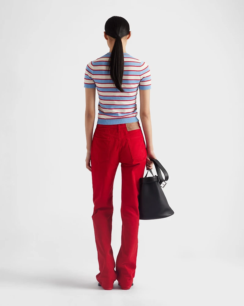Striped crew-neck cotton sweater