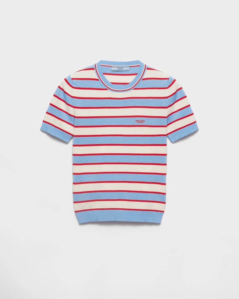 Striped crew-neck cotton sweater
