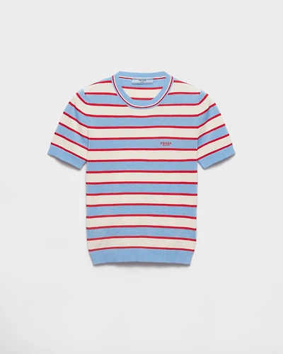 Striped crew-neck cotton sweater