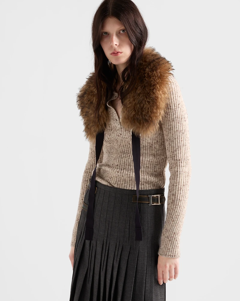 Wool and linen polo sweater