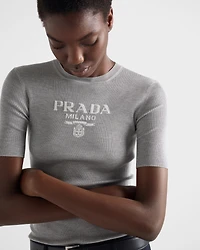 Silk crew-neck sweater with logo