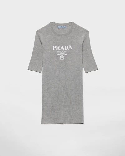 Silk crew-neck sweater with logo