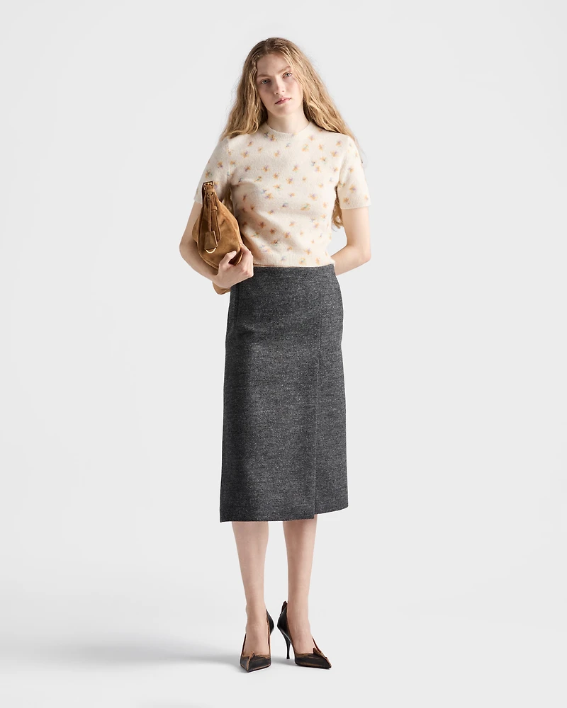 Floral print wool crew-neck sweater