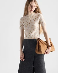 Floral print wool crew-neck sweater