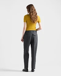 Short-sleeved wool knit sweater with pendants