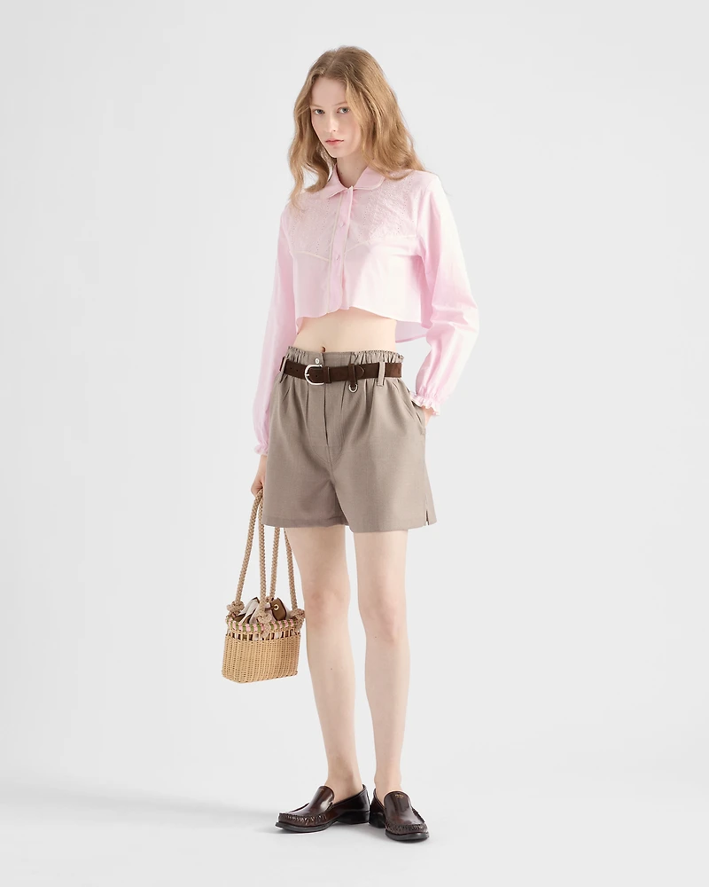 Mouliné wool shorts