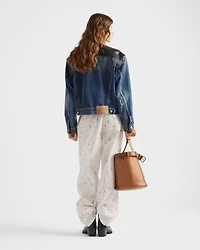 Floral print cotton batiste pants