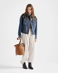 Floral print cotton batiste pants