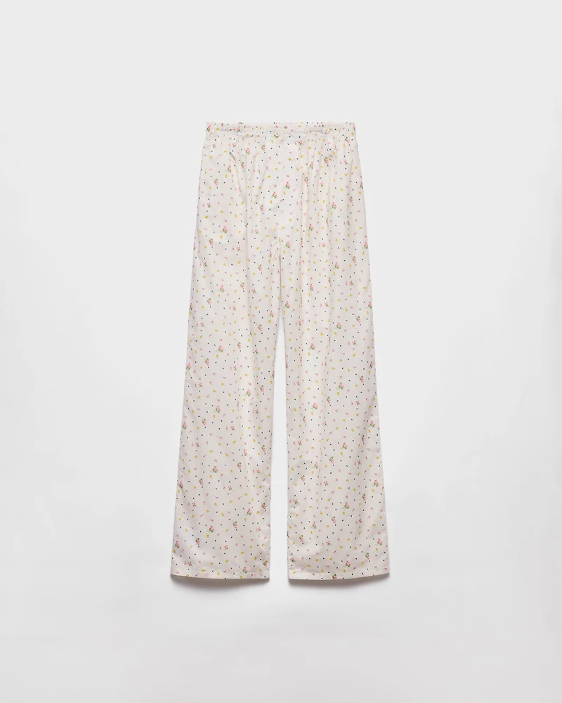 Floral print cotton batiste pants
