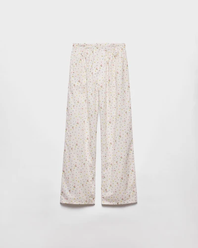 Floral print cotton batiste pants