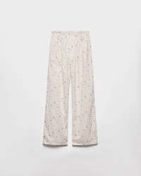 Floral print cotton batiste pants