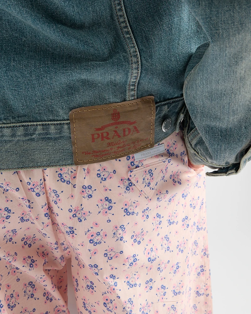 Floral print batiste pants