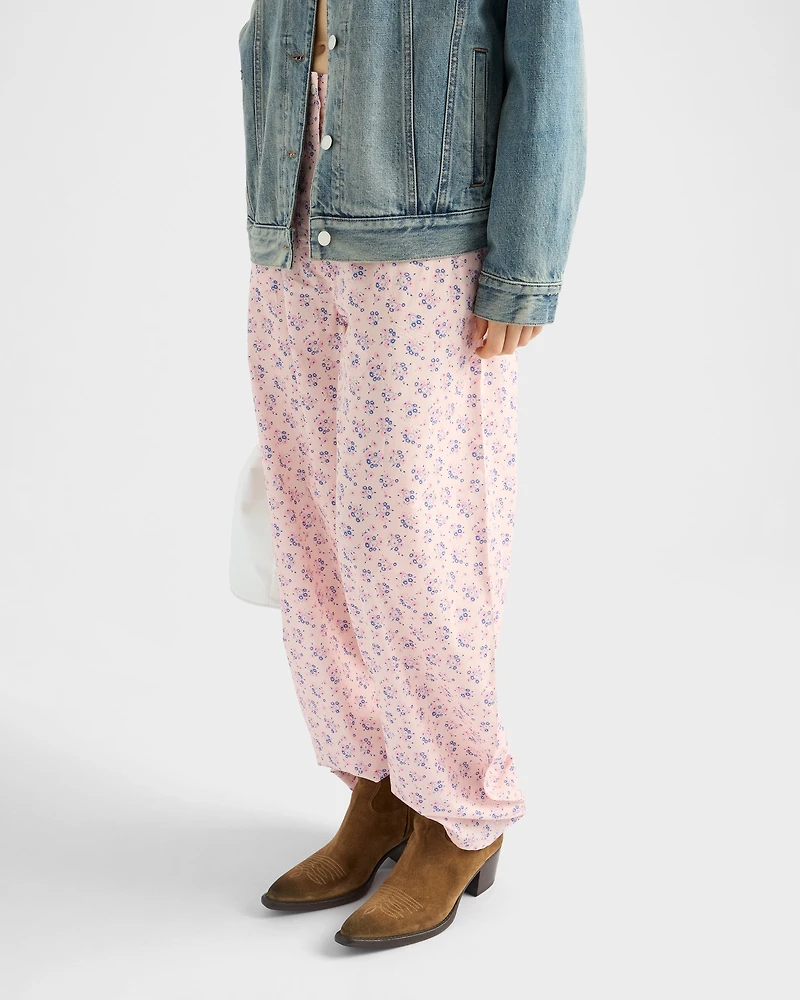 Floral print batiste pants