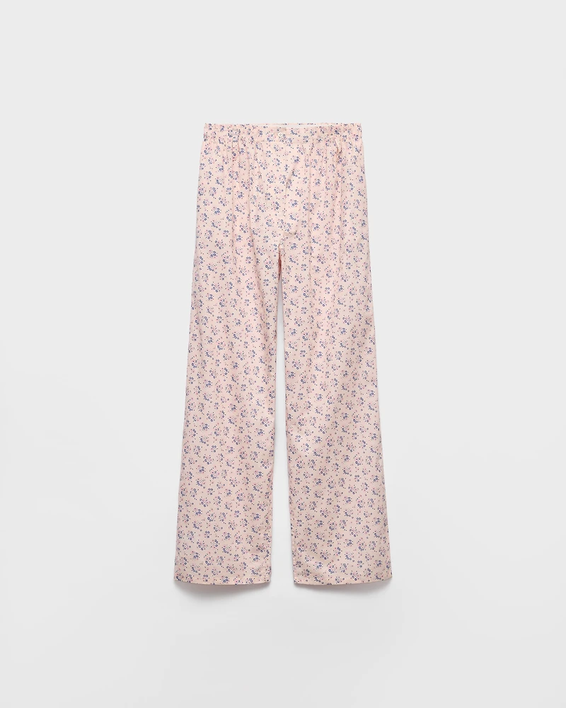 Floral print batiste pants