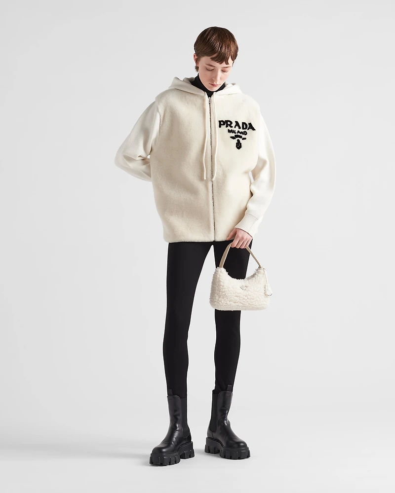Oversized cashmere and shearling sweatshirt