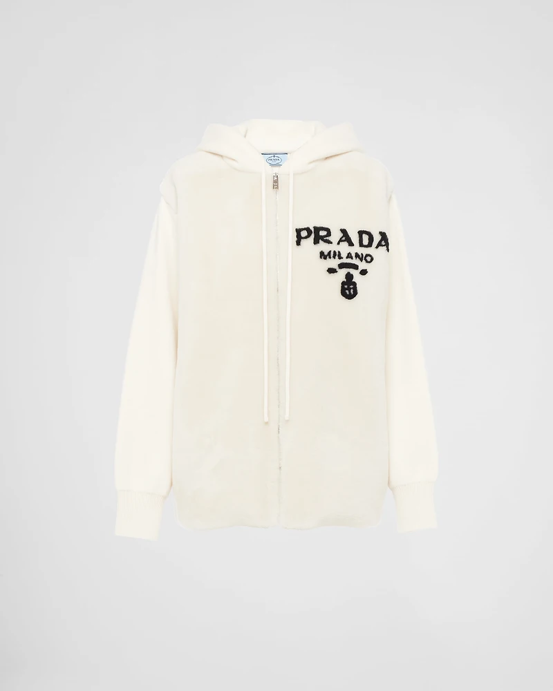 Oversized cashmere and shearling sweatshirt