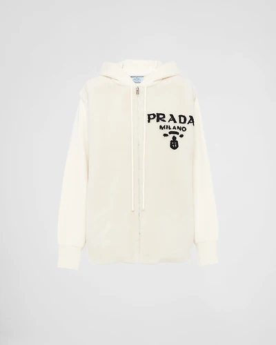 Oversized cashmere and shearling sweatshirt