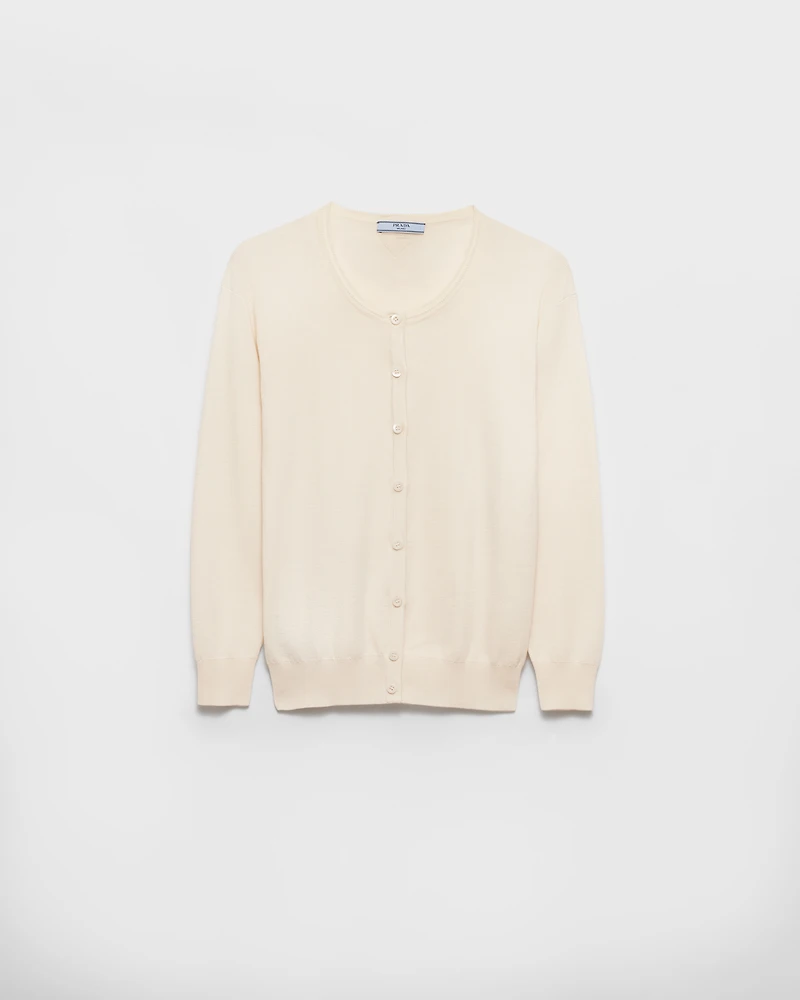 Cotton and silk knit cardigan