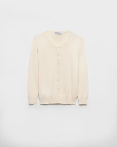 Cotton and silk knit cardigan