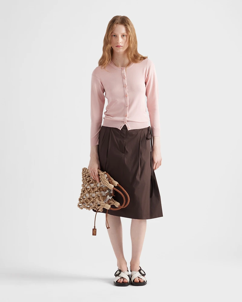 Cotton and silk knit cardigan
