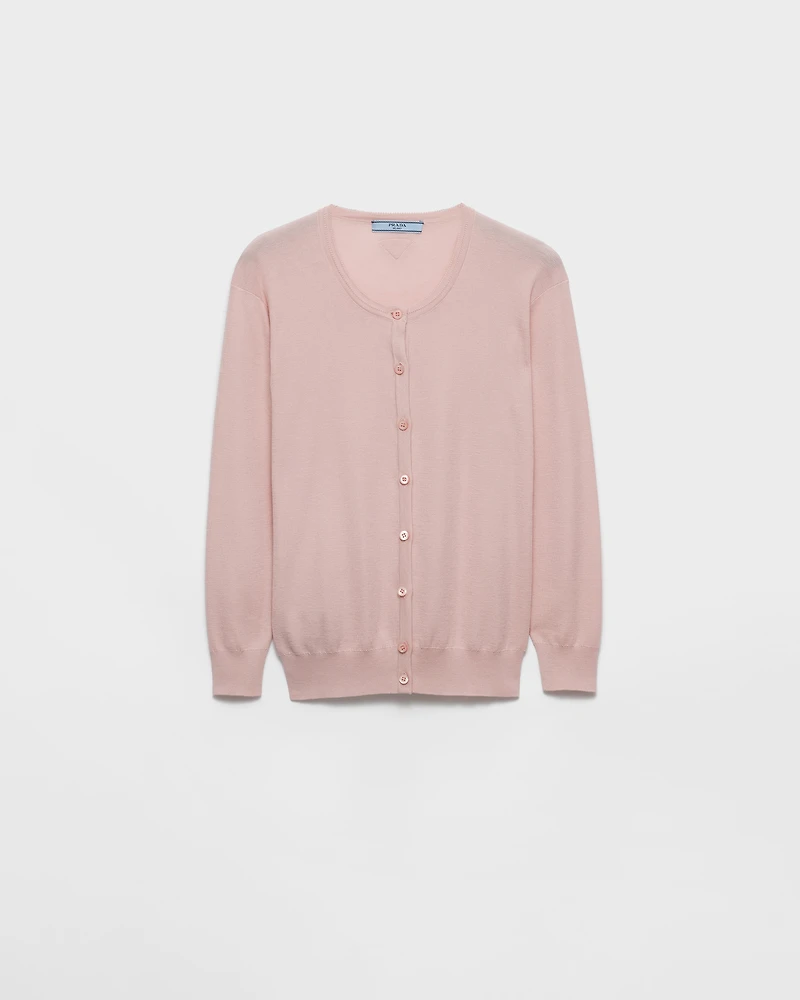 Cotton and silk knit cardigan