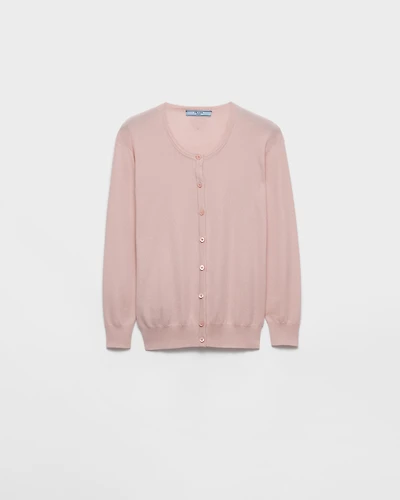 Cotton and silk knit cardigan