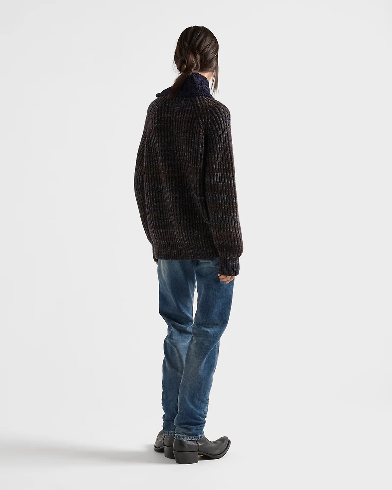 Mouliné wool cardigan