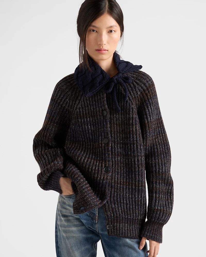 Mouliné wool cardigan