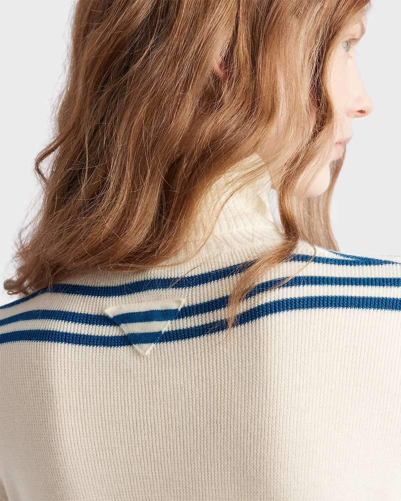 Striped wool turtleneck sweater