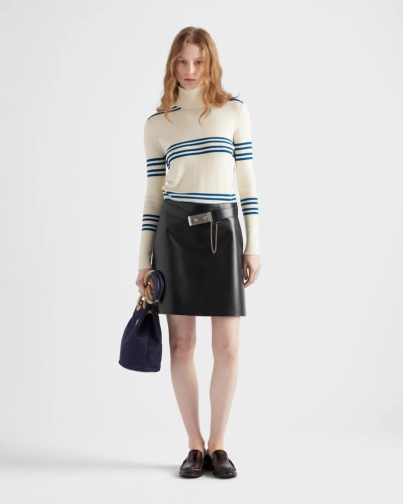 Striped wool turtleneck sweater