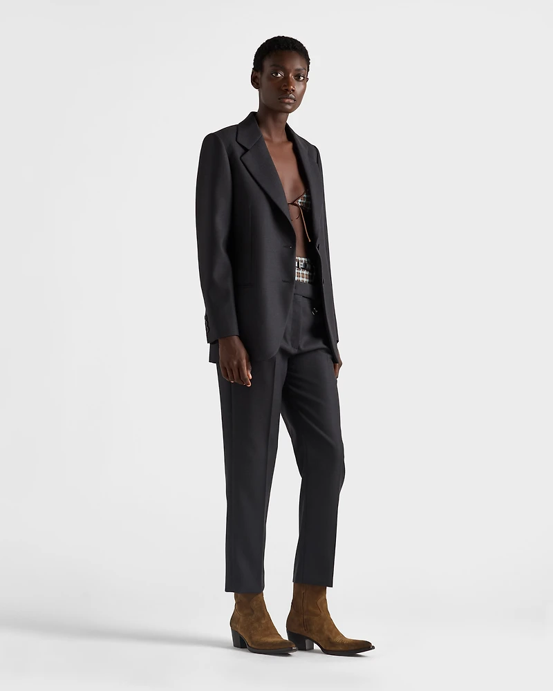 Wool gabardine pants with pin